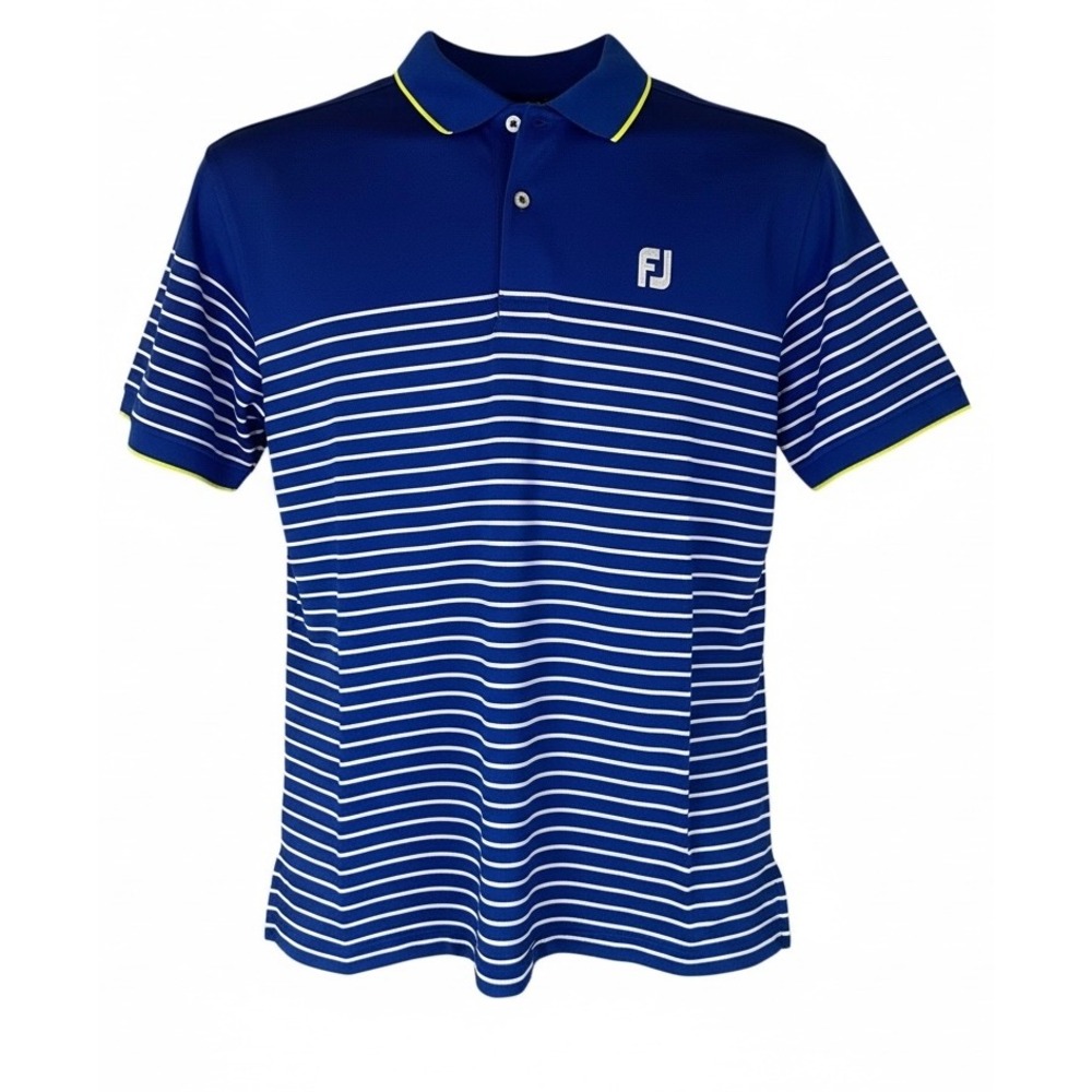 FootJoy FJ Golf Polo Shirt Mens Large Blue White Stripe Performance DryJoys